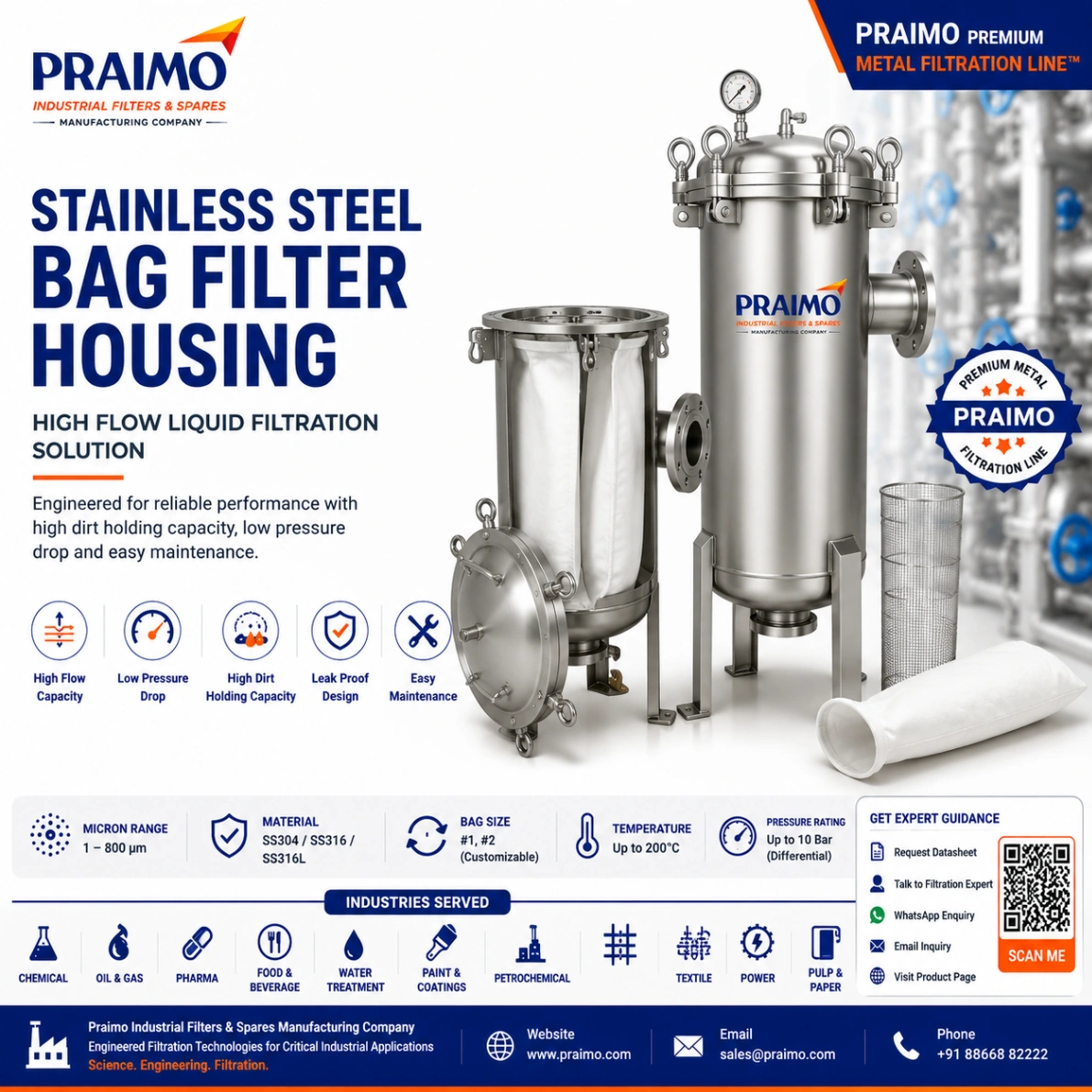 Stainless Steel Bag Filter Housing – Industrial Liquid Filtration