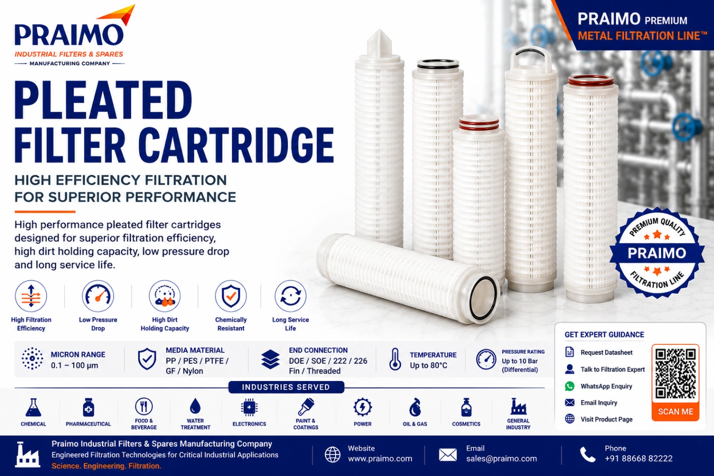Pleated Filter Cartridge – High Efficiency Industrial Liquid Filtration