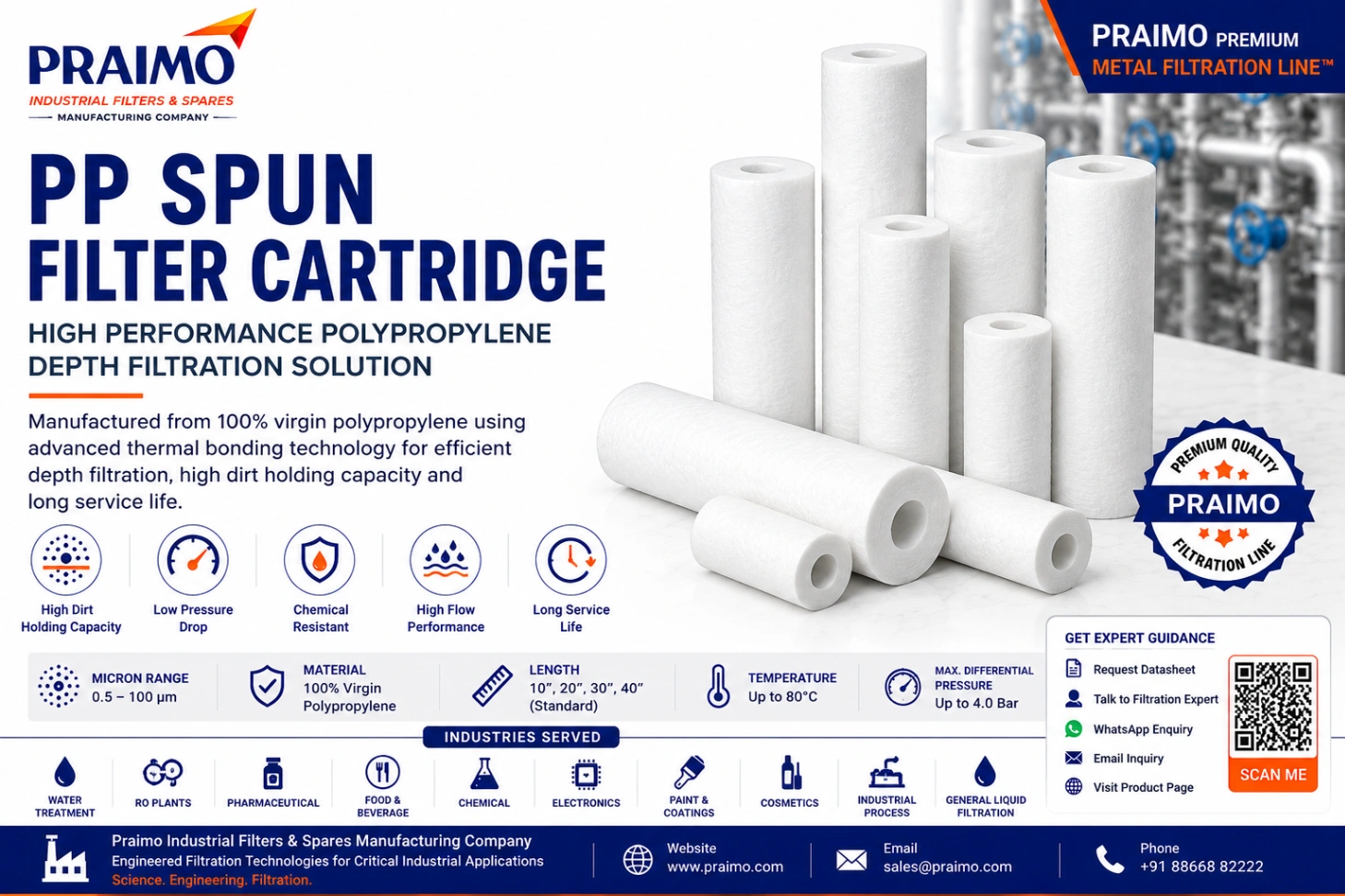 PP Spun Filter Cartridge – Polypropylene Industrial Liquid Filtration