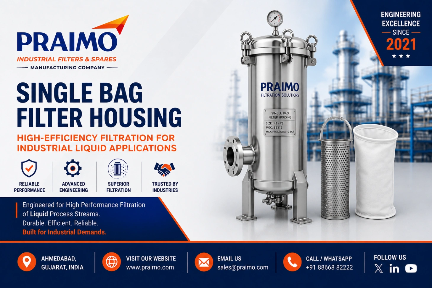 Single Cartridge Filter Housing – Industrial Stainless Steel Liquid Filtration