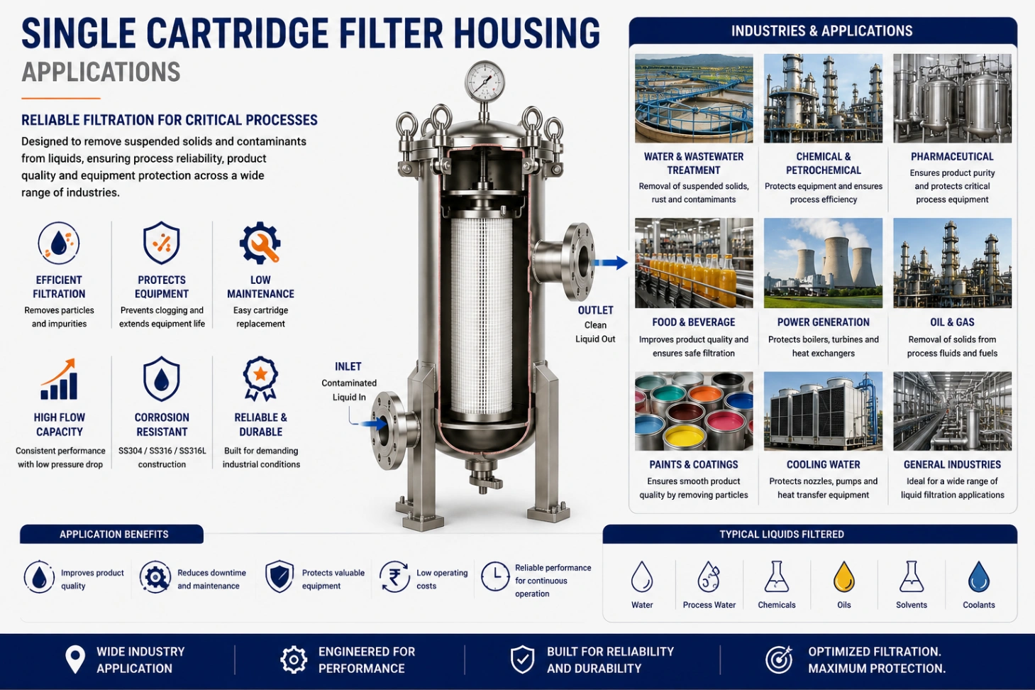 Single Cartridge Filter Housing – Industrial Stainless Steel Liquid Filtration — view 5