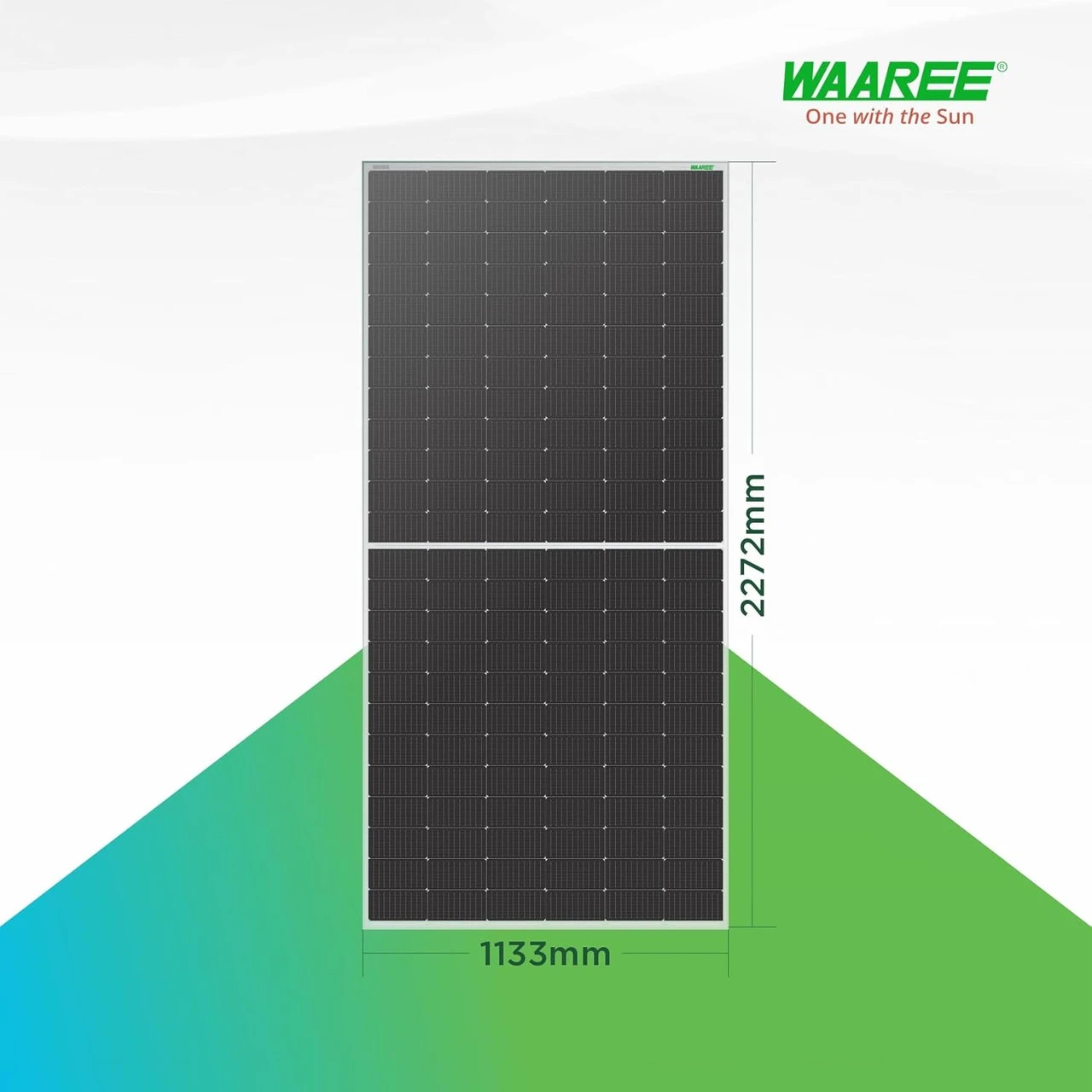 Waaree 565-600W Elite Series Bifacial N-Type TOPCon 144 Half-Cells Efficiency 23.23% — view 2